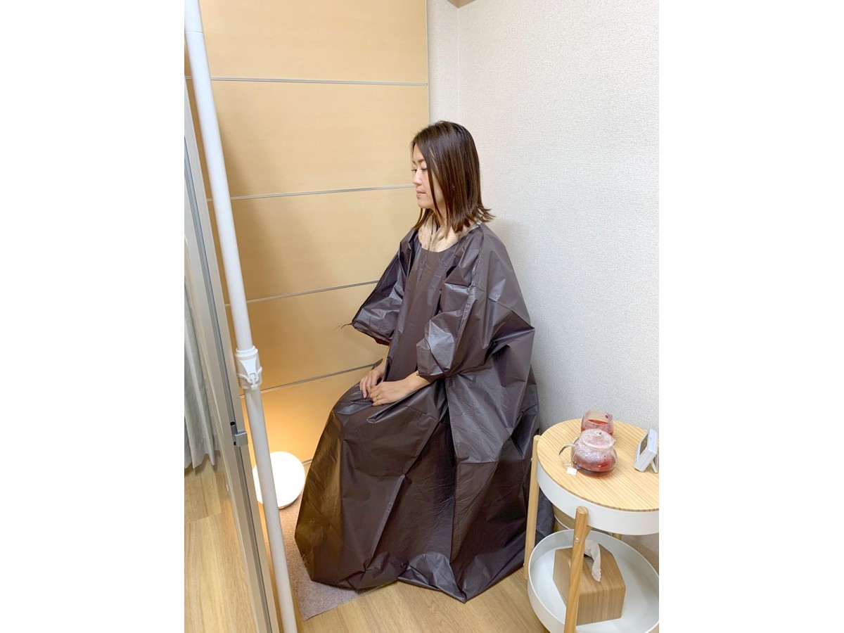 ゆっくりとハーブの香りに癒されながらのよもぎ蒸し